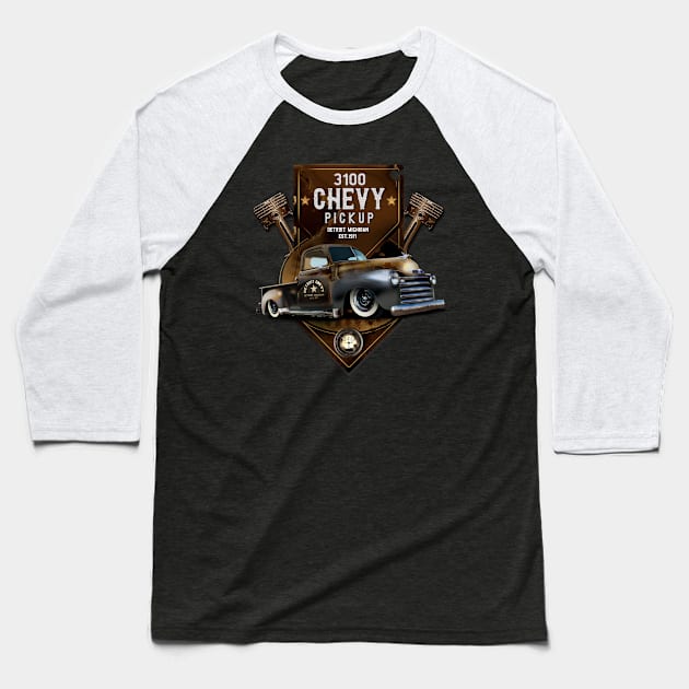 3100 Classic Chevy Baseball T-Shirt by hardtbonez